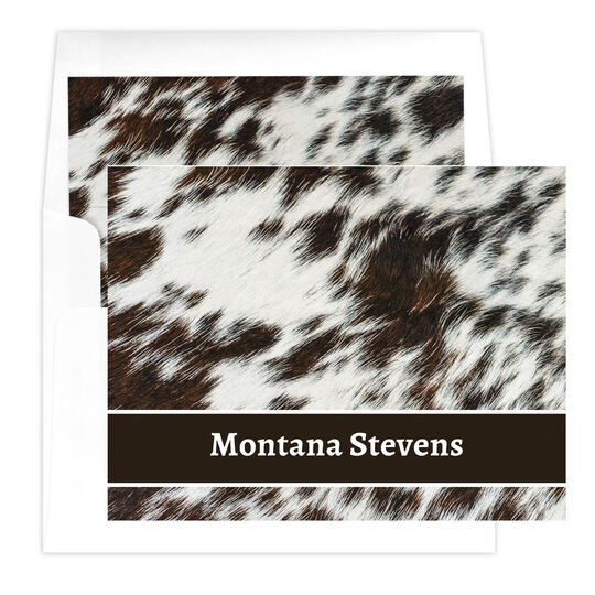 Faux Cowhide Folded Note Cards